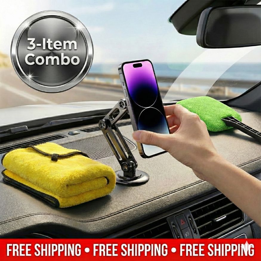 Aluminum Car Phone Holder | FREE Car Cleaner Combo