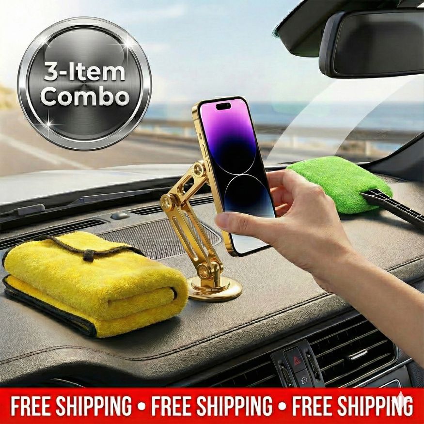 Aluminum Car Phone Holder | FREE Car Cleaner Combo