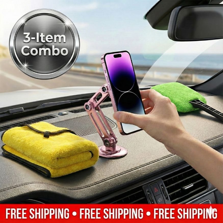 Aluminum Car Phone Holder | FREE Car Cleaner Combo